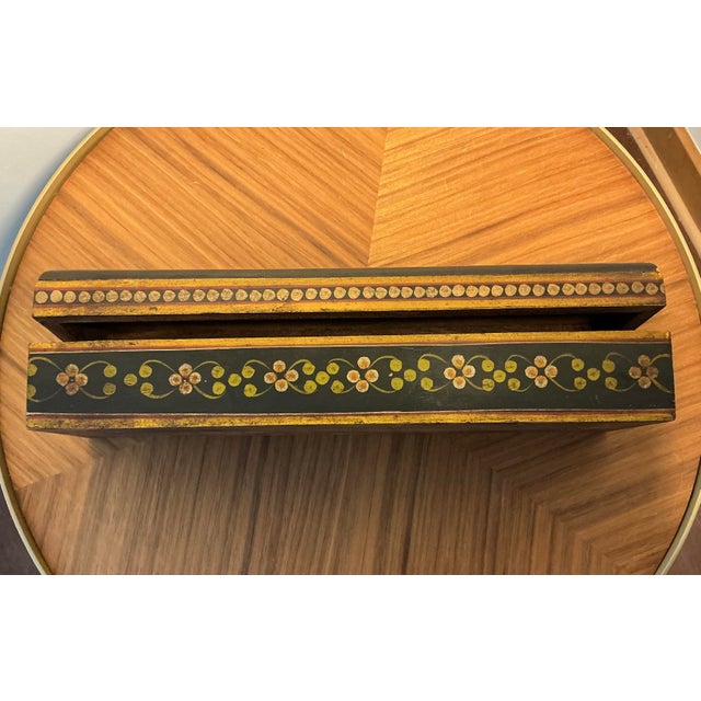 Vintage Hand-Painted Indian Wooden Box With Figural Court Scene For Sale - Image 4 of 14