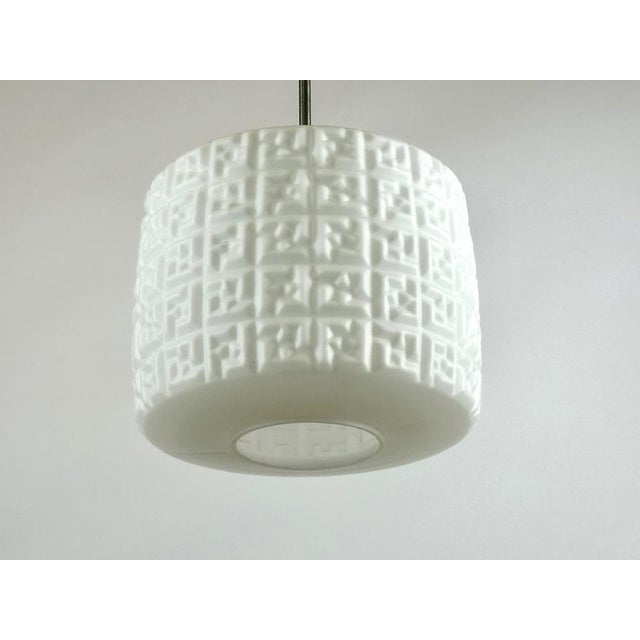 1960s Mid-Century Czech Milk Glass Pendant Lamp from Napako, 1960s For Sale - Image 5 of 11