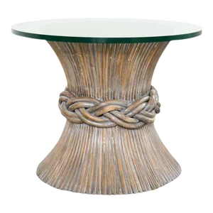 McGuire Organic Modern Cerused Rattan Bamboo Drinks Table