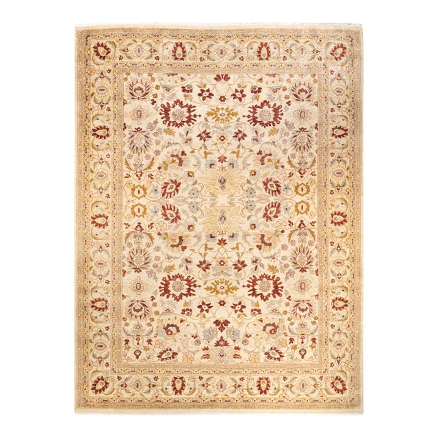 Ivory Mogul, One-of-a-Kind Hand-Knotted Area Rug in Ivory, 9' 1" x 12' 1" For Sale - Image 8 of 8