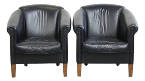 Set of English Black Cowhide Club Chairs