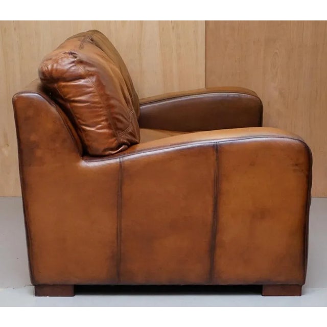 Vintage Cigar Brown Leather Sofa For Sale - Image 10 of 15