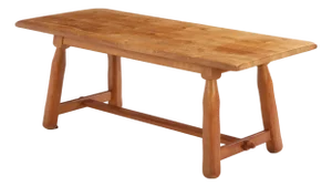 A French Brutalist Style Solid Oak Dining Table, C. 1950.