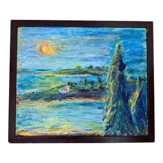 Atmospheric Mediterranean Landscape – Heavy Impasto Oil on Canvas For Sale