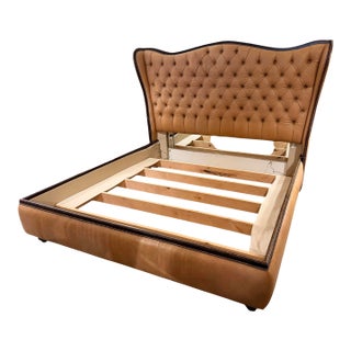 Ralph Lauren Louis XVI Chesterfield Leather Tufted Wingback King Bed For Sale