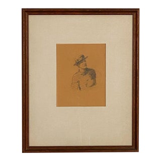 Vintage Drawing of a Gondolier, Italy Circa 1960 For Sale