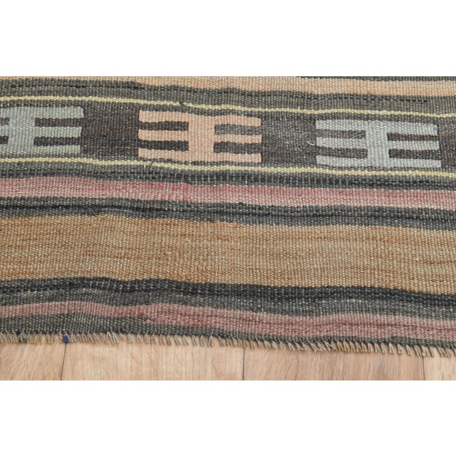 1970s 1970s Vintage Turkish Oushak Handmade Wool Cotton Brown Kilim Rug For Sale - Image 5 of 11