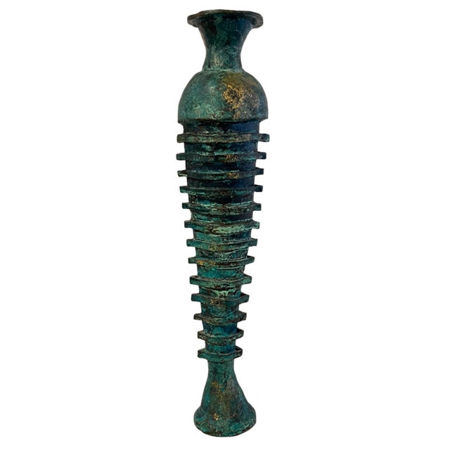 Egyptian Revival Patinated Bronze and Gilt Vase, 1990s For Sale