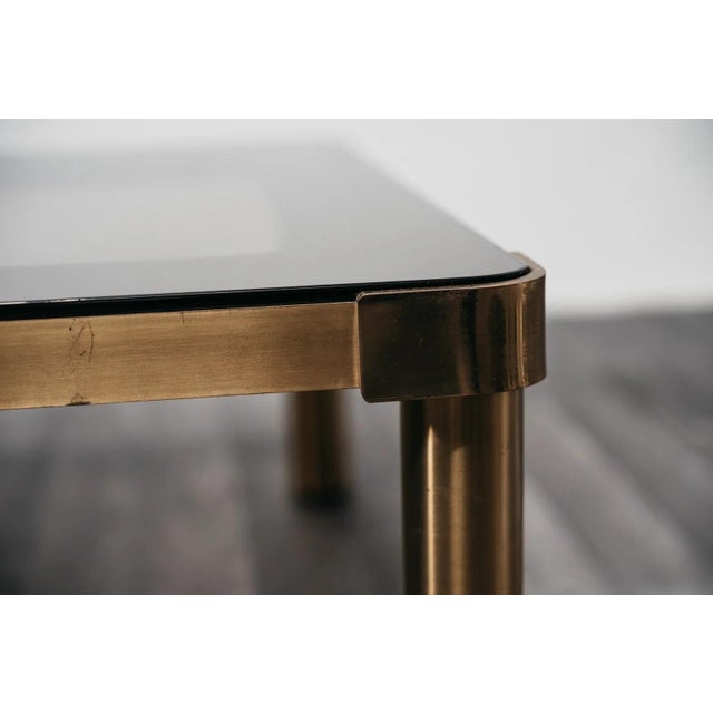 Hollywood Regency Geometric Coffee Table in Brown and Gilt Lacquered Metal, 1970s For Sale - Image 6 of 9