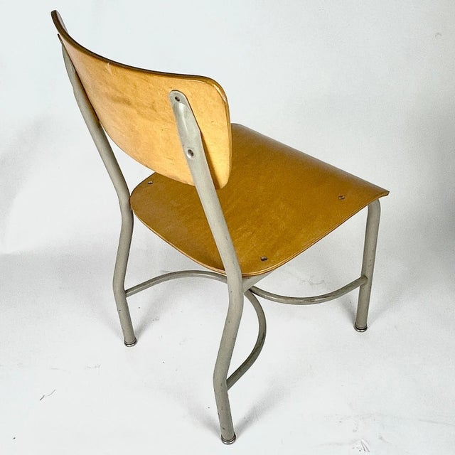 Mid 20th Century French Style Grey & Birch Plywood School or Cafe Chairs Many Available For Sale In New York - Image 6 of 8