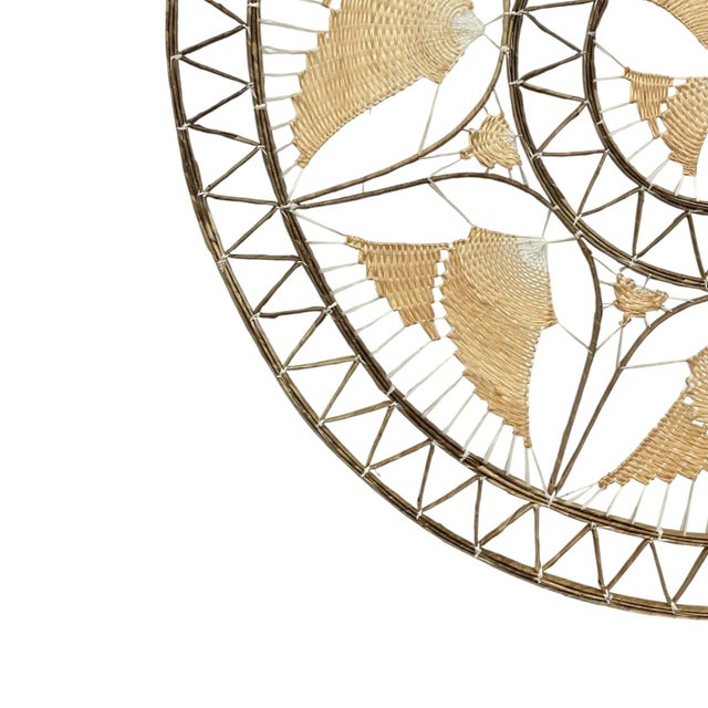 Vintage Handwoven Wall Hanging Round Wall Art. For Sale - Image 9 of 10