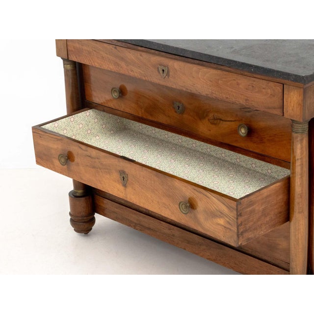 Wood Empire Walnut & Black Marble Top Commode, Circa 1815 For Sale - Image 7 of 9
