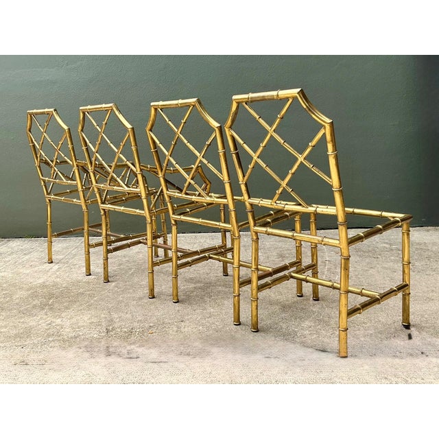 Vintage Italian Faux Bamboo Brass Dining Chairs - Set of 4 For Sale - Image 17 of 18