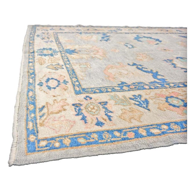 21st Century Turkish Oushak 5X7 Gray, Ivory & Slate Blue Handmade Area Rug #1144211 For Sale - Image 10 of 13