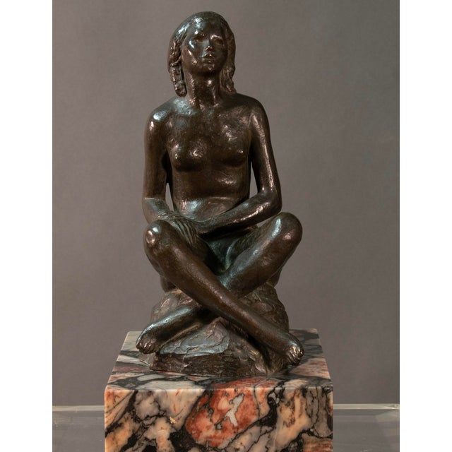 Gaetano Martinez, Art Deco Nude of Woman, 1925, Bronze & Marble For Sale - Image 6 of 15