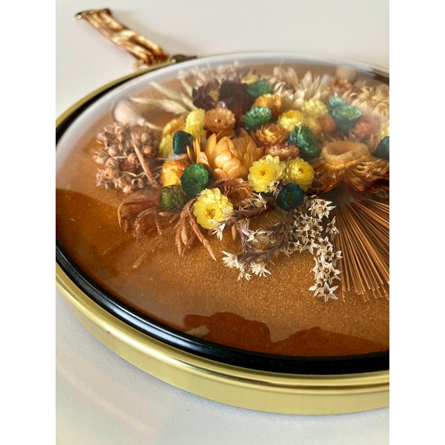 Metal Vintage 1970s Belgian Cideart Convex Bubble Glass Dried Flower Shadow Box For Sale - Image 7 of 12