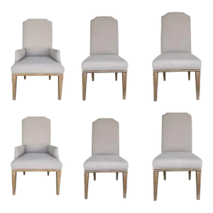 Organic Modern Faux Linen Dining Chairs Set of Six