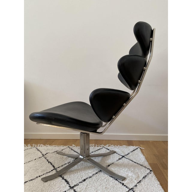 Poul Volther Corona EJ 5 Lounge Chair and Ottoman by Poul Volther for Erik Jørgensen, 1970s, Set of 2 For Sale - Image 4 of 15