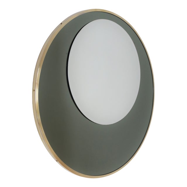 Italian Double Glass Wall Mirror with Brass Frame, 1970s For Sale