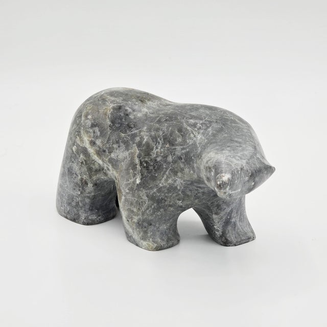 1960s Ben Saclamana Signed Inuit Carved Stone Bear Sculpture For Sale In Los Angeles - Image 6 of 9