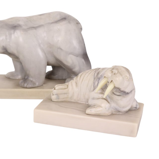 Vintage Animal Figurines Art in Marble Inuit, Canada, 1980s. Set of 3 For Sale - Image 3 of 18