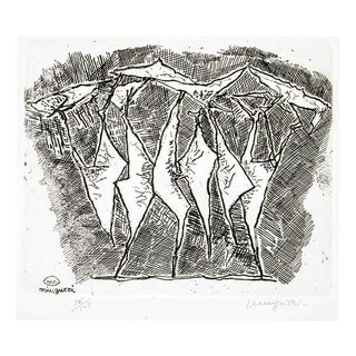 Luciano Minguzzi, Personaggi, Etching, 1964 For Sale