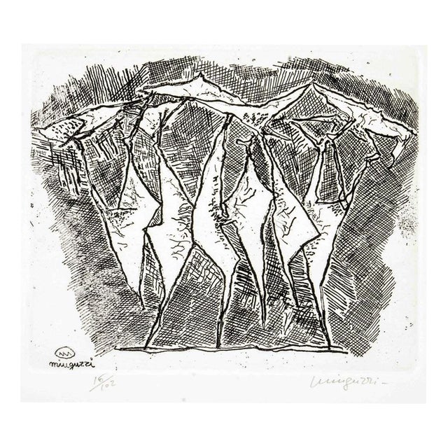 Luciano Minguzzi, Personaggi, Etching, 1964 For Sale
