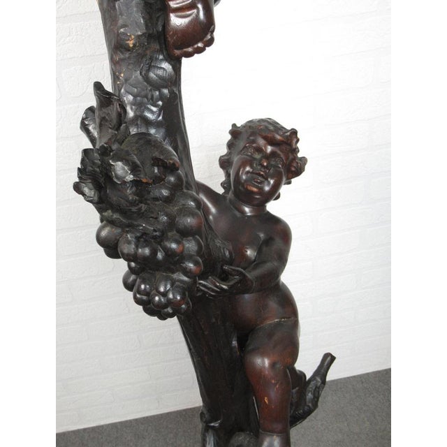 Coat Rack in Wood Carved with Tree and Putti For Sale - Image 4 of 18