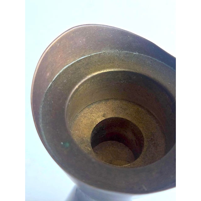 Vintage Bronze Brutalist Tulip Style Candle Holder For Sale - Image 11 of 12