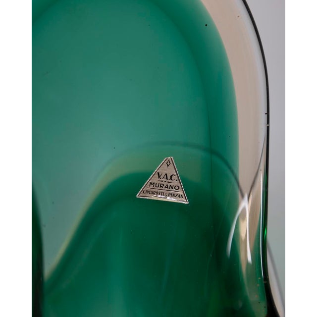 1960s Vintage Sommerso Vase in Green Murano Glass by V.A.C. Cimarosti & Pinzan, 1960s For Sale - Image 5 of 10