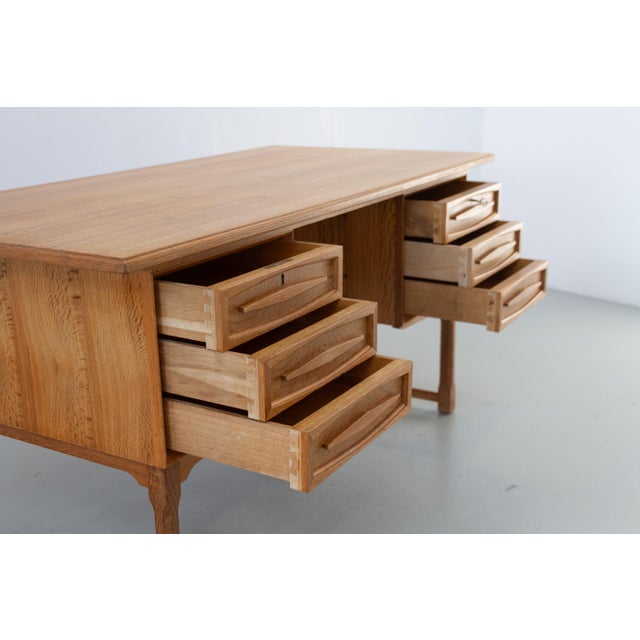 Tan Mid-Century Modern Danish Freestanding Oak Desk by Henning Kjærnulf, 1960s For Sale - Image 8 of 18