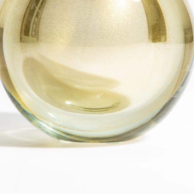 Gold Hand Blown Murano Vase Sphere in Gold Small For Sale - Image 8 of 8