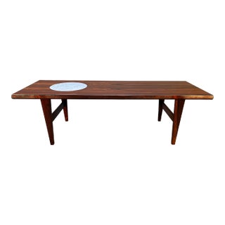 Vintage Danish Mid Century Modern Rosewood and Marble Coffee Table For Sale