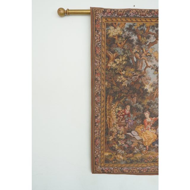 Vintage Les Tapisseries D’Halluin “L’Indiscrétion” & “L’Escarpolette” French Tapestries (Set of 2) For Sale - Image 11 of 14