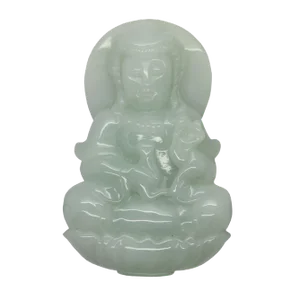 Light Green Sitting Jade Kwan Yin - Bodhisattva - Goddess of Mercy Jade Pendant