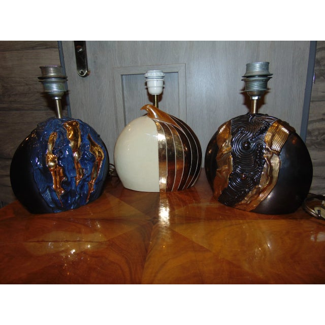 Ceramic Table Lamps by Georges Deliège, 1980s, Set of 3 For Sale - Image 10 of 10