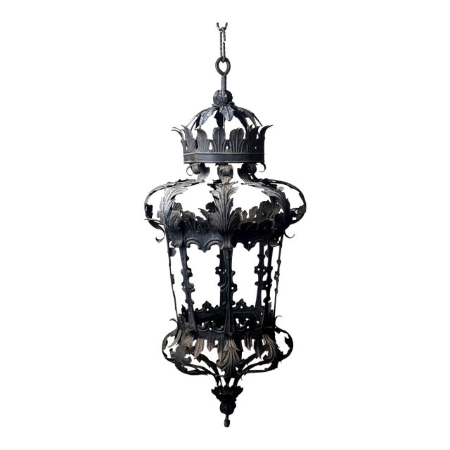 Florentine Renaissance Style Italian Wrought Iron Lantern For Sale