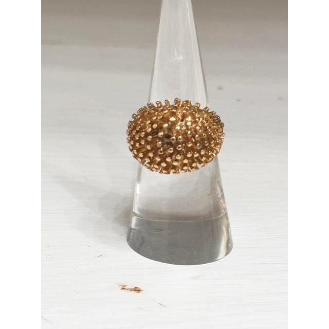 Mid-Century Modern Vintage Mid-Century Style Gold-Tone Spiked Sea Urchin Dome Cocktail Ring For Sale - Image 3 of 10