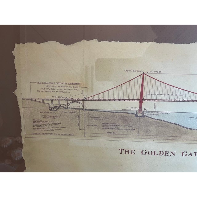 American Large Vintage Framed Print of the Golden Gate Bridge in San Francisco California For Sale - Image 3 of 11