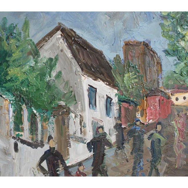 Roland Dubuc, Strollers in Montmartre, 1960s, Oil Painting on Canvas, Framed For Sale - Image 6 of 16