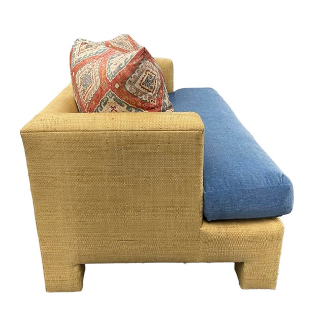 Billy Baldwin Billy Baldwin Style Grasscloth Raffia Loveseat For Sale - Image 4 of 10