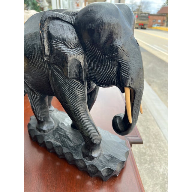 1960s 1960s Hand Carved Wood Elephant For Sale - Image 5 of 6