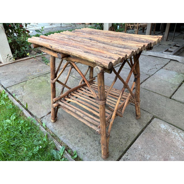 Cabin Vintage Rustic Adirondack Twig Accent Table For Sale - Image 3 of 8