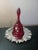 American 1970s Signed Fenton Handpainted Ruby Red Glass Bell Figurine For Sale - Image 3 of 7