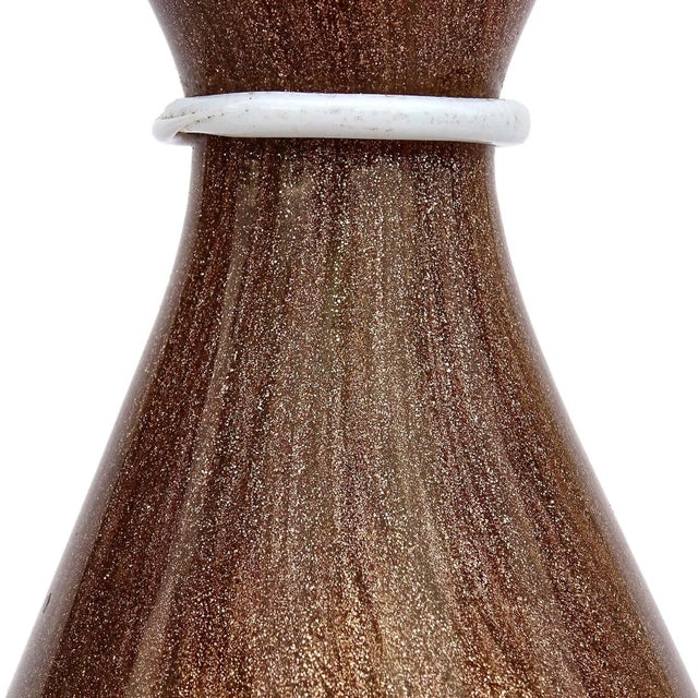 Mid-Century Modern Vintage Murano Barbini Copper Aventurine Flecks Italian Art Glass Pinched Waist Decorative Lighter For Sale - Image 3 of 7