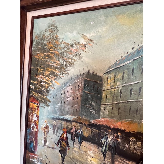 Vintage Mid Century French Paris Modernist Impressionist Canvas Framed Oil Painting Signed 1960s For Sale - Image 9 of 12