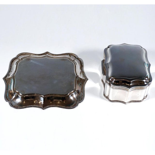 Antique Silver Tin on Presenter attributed to J.M. Van Kempen en Zonen, Netherlands, 1872, Set of 2 For Sale - Image 6 of 12