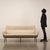 Three-seater sofa from the 60s with foam padding and new fabric upholstery with enamelled metal legs. This piece is...