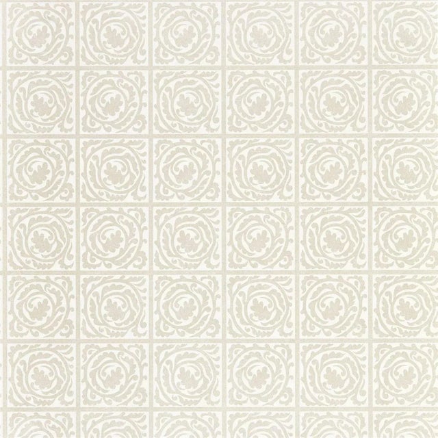 Morris & Co Pure Scroll Wallpaper in White Clover For Sale