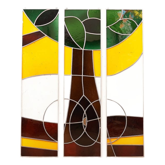 Mural Consisting of Three Parts in Colored Glasses & Agate Stone by Albin Engeler, 1980s For Sale